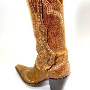OLD GRINGO brown leather silver stud detail 6.5